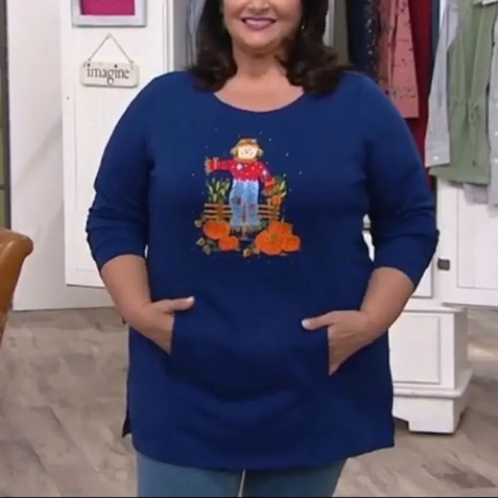 Quacker Factory Autumn Harvest Long Sleeve French Terry Tunic